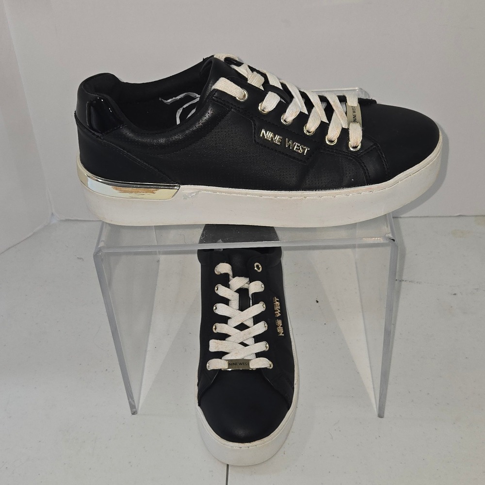 Nine West WNIFAST3-R Black Gold Platform Sneakers Womens 7.5 M Fashion Shoes